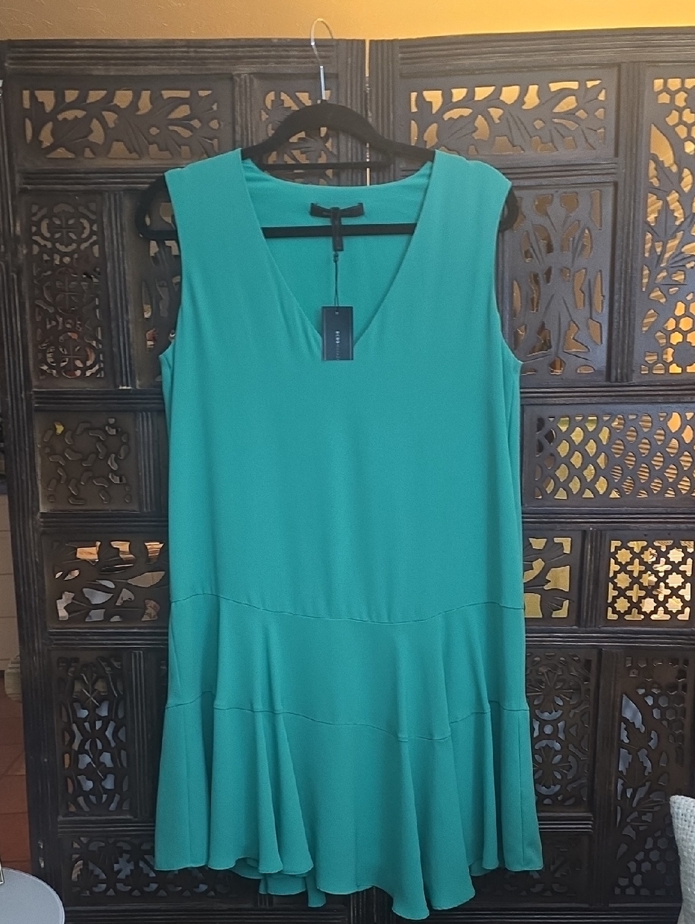 BCBGMaxAzria Clea Sea Green V-Neck Swing Dress NWT